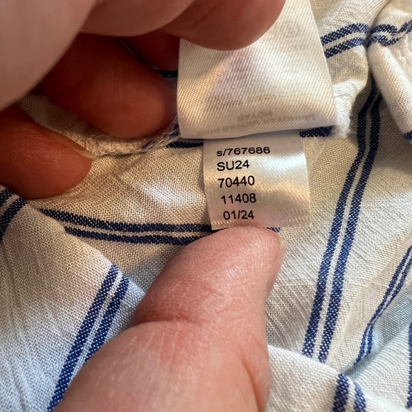 LOFT Blue and White Casual Button Down Shirt - Picture 11 of 11